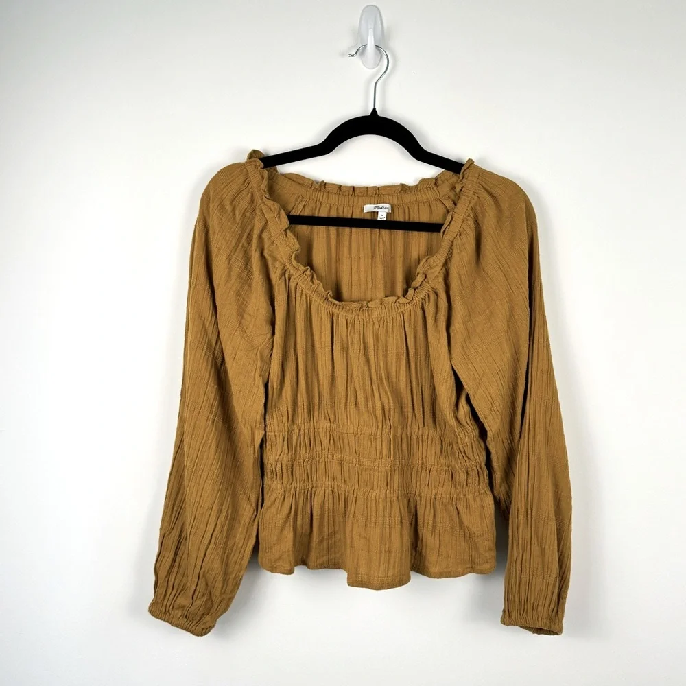Madewell Mustard Sophia Top in Textured Plaid Size M - Picture 4 of 6